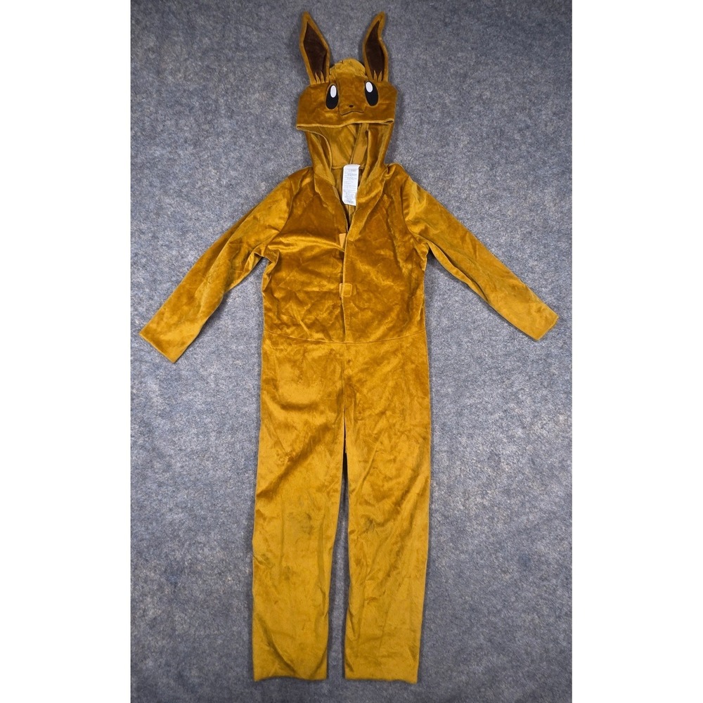 Pokemon Eevee Hooded Jumpsuit Costume Kids Small 4-6 Brown Disguise Cosplay